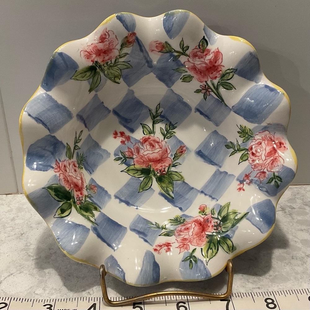 Vintage “ND Exclusive” Hand Painted Scalloped Edge Floral Ceramic Dish/Bowl
